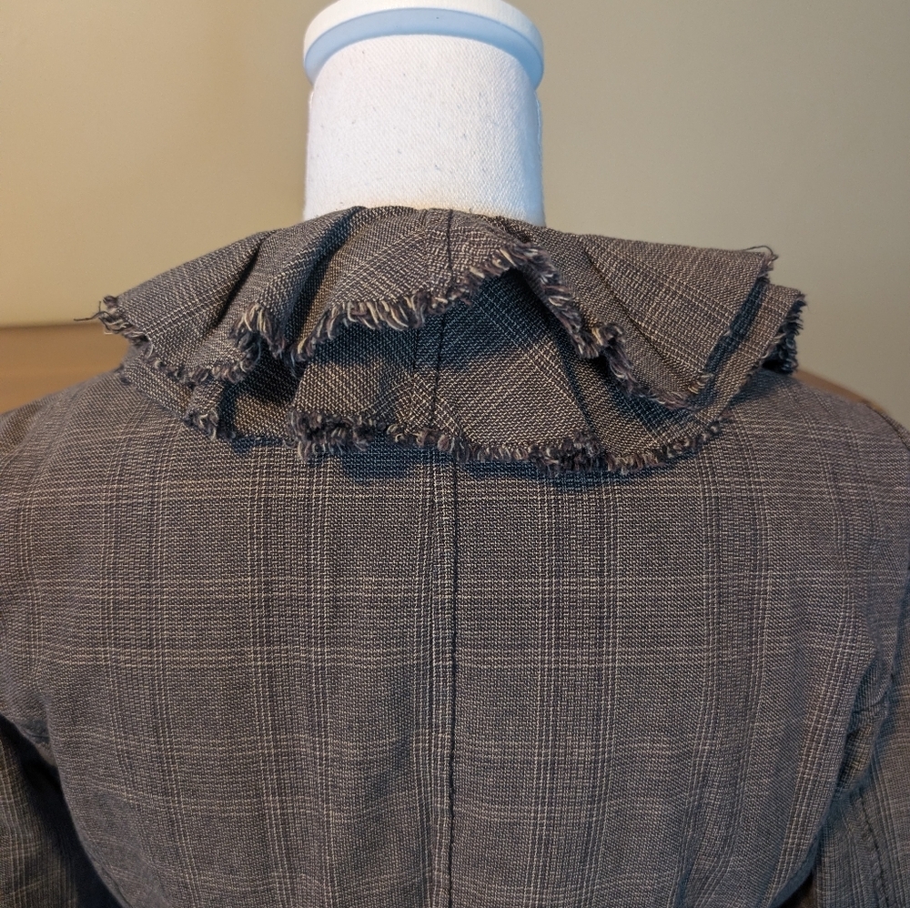 Anne Taylor LOFT Brown Tan Italian Tweed Belted Blazer Jacket SZ 6 - Picture 9 of 14